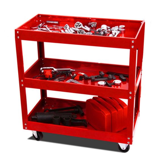 Stainless Tool Storage Heavy Duty Garage Trolley Workshop 3Tier Wheel Cart Shelf