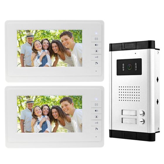 DIY 7" Video Door Phone Intercom Kit 2White Monitors IR RFID Code Keypad Camera 