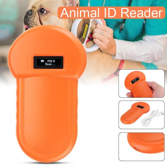 Portable LCD Display Animal Microchip Scanner Tag Barcode Scanner  ISO11784/11785  FDX-B Pet RFID Chip Reader For Dog