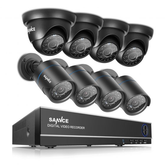 SANNCE 8CH CCTV Camera System AHD CCTV DVR 8PCS 1MP IR Outdoor