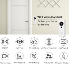 1080P Home Video Smart WiFi Doorbell Wireless Doorbell with Camera Intercom Wireless Ring Doorbell