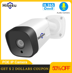 Hiseeu 2MP Surveillance POE IP Camera Audio H.265 1080P Outdoor Night Vision Waterproof Security CCTV Camera ONVIF for POE NVR