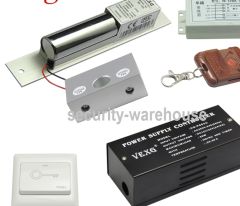 Electric control lock Kit Bolt Lock + Frameless Glass Door Bracket + Remote Control + Power Supply