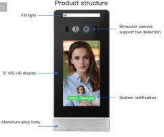 5 Inch Attendance Time Machine Access Control System Dynamic Face Recognition Door Lock