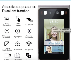 Wireless 4.3"13.56 Card Reader Touch Screen Face Recognition Access Control Terminal