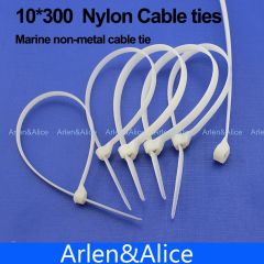 100pcs 10mm*300mm Nylon cable ties stainless steel plate locked for boat vessel with Marine non-meta