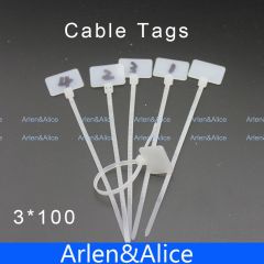 100pcs 3mm*100mm Nylon cable ties tags for On Ethernet RJ45 RJ 12 Wire power cable Label Mak