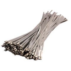 100pcs 4.6x300/200/150mm Stainless Steel Metal Cable Tie Zip Wrap Exhaust Heat Straps Induction Pipe