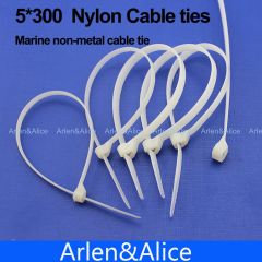100pcs 5mm*300mm Nylon cable ties stainless steel plate locked for boat vessel with Marine non-metal