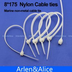 100pcs 8mm*175mm Nylon cable ties stainless steel plate locked for boat vessel with Marine non-metal