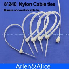 100pcs 8mm*240mm Nylon cable ties  for boat vessel with Marine non-metal tie #8240