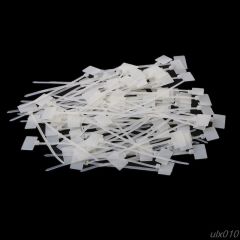 100pcs White Plastic Nylon Mark Tags Label Sticker Cable Zip Ties 2mm x 110mm S08 Drop ship
