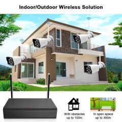 1080P Wireless Security Camera System 4CH NVR 4pcs Home Indoor Outdoor WiFi IP Cameras Surveillance 