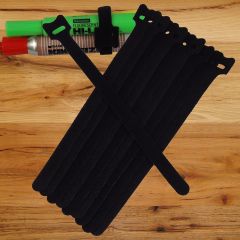 10PCS 20CM Cable Cord Ties Straps Wrap Hook And Loop Black Portable Stock Offer
