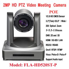 2MP 1080P60/50 PTZ IP Streaming Onvif POE Camera Visca Pelco 20X Optical Zoom Tripod with Simultaneo