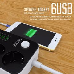 3 Outlets 6 USB Ports USB Electronic Power Strip Smart Home Socket Surge Protector Fast Charging 