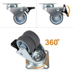 4 x Heavy Duty Swivel Castor Wheels 50mm with Brake for Trolley Furniture 