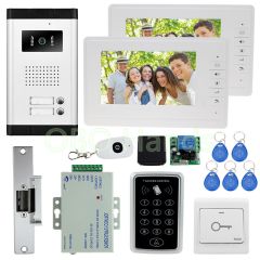 7'' color video door phone intercom camera with lock access control keypad system kit