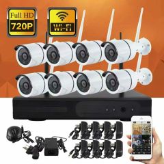8CH 720P Wireless WIFI NVR Outdoor CCTV Security Night Vision IP Camera Realtime Routine Event Alumi