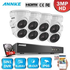 ANNKE 8CH 3MP CCTV System FHD TVI DVR 8PCS 2048*1536 TVI Security Dome Camera Outdoor CCTV Camera