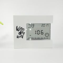 Creative Digital LED Alarm Clock Student Large LCD Monitor Modern Design Cube Clock Light Sensor Nig
