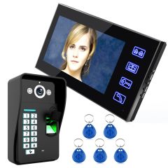 Free Shipping Touch Key 7" LCD Fingerprint Video Door Phone Intercom System With fingerprint access 