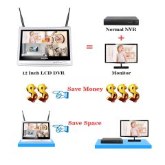 Hiseeu 4CH 1080P Wireless NVR Kits 12' LCD display HD outdoor security  2MP IP Camera video surveill