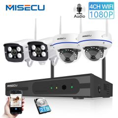 MISECU Wireless 4CH CCTV System Wifi NVR Kit IP Camera Audio Record Outdoor Indoor VandalProof Dome 