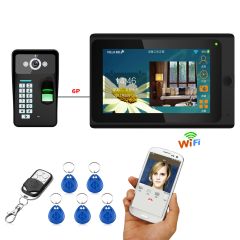 Mountainone 7 inch One to One Wired Wireless Wifi Fingerprint RFID Password Video Door Phone Doorbell