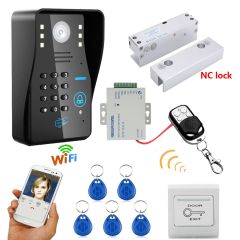 Mountainone Wireless WIFI RFID Password Access Control Intercom System + Electric Bolt Lock Frameles