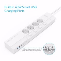ORICO Smart Socket 4 AC Outlet 5 USB Port Surge Protector Universal Adapter Travel Multi Plug Home E