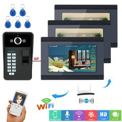 One to Three Video Intercom system 1 Camera 3 Monitors Wireless Wifi Fingerprint RFID Password Video