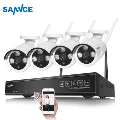 SANNCE 4CH Wireless NVR CCTV System 720P IP Camera WIFI Waterproof IR Night Vison Home Security Came