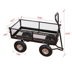 Steel Wagon Garden Cart with Removable Sides Heavy Duty Outdoor Large Garden Trolley Load Capacity 4