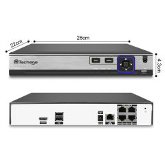 Techage H.265 4CH 4MP POE NVR CCTV System Indoor Outdoor Vandalproof Dome PoE IP Camera P2P Video Se