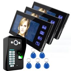 Touch Key 7" LCD Fingerprint Video Door Phone Intercom System Doorbell With fingerprint access 