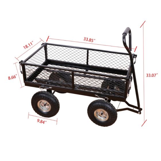 Steel Wagon Garden Cart with Removable Sides Heavy Duty 