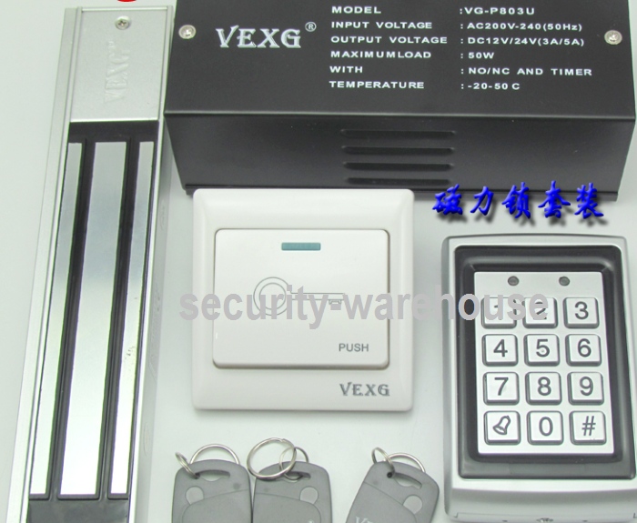 Electro-Magnetic door lock Kit 180kg w RFID 125 Khz Rugged Alloy Keypad + Keys Access Control