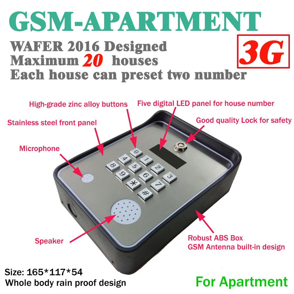 3G Version Brand New Code / Keypad Wireless GSM audio Door Phone Intercom for Smart SMS Door lock re