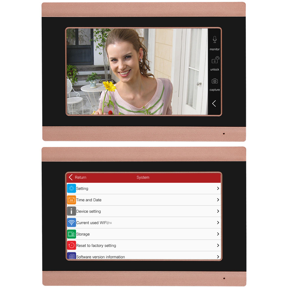 7 inch Wired Wifi Video Door Phone Doorbell Intercom Entry System with 1000TVL Wired IR-CUT Camera 