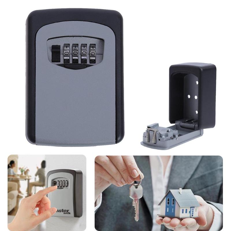 4 Digit Key Lock Box Key Storage Box Organizer Security Wall Organizer Mount Combination Password Ho
