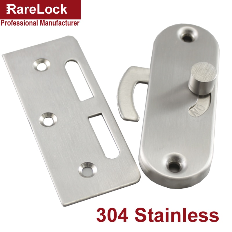 Rarelock MS447 Stainless Latch Sliding Door Lock Dead Bolt for Women Dress Fitting Room Bedroom Bath