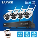 SANNCE 4CH Wireless NVR CCTV System 720P IP Camera WIFI Waterproof IR Night Vison Home Security Came