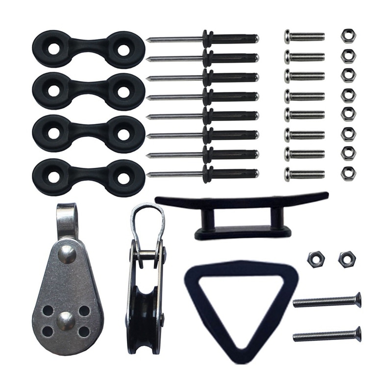 Kayak Canoe Anchor Trolley Kit Padd Eyes Wellnuts Screws Kayak Accessories with 4 * 8 rivets 2*stain