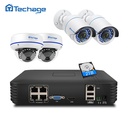 Techage 4CH 1080P POE NVR CCTV Security System 1080P 2MP IR Outdoor Dome Indoor POE IP Camera P2P Vi