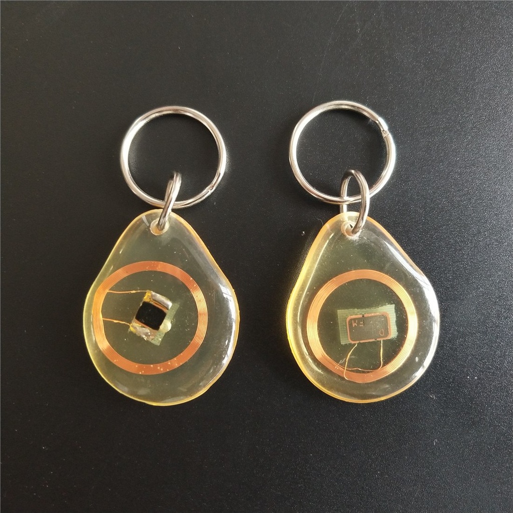 13.56MHZ MF 1K S50 FM11RF08 F08 NFC Transparent Trops of Glue Card RFID Key Tag Key Ring - 20PCS