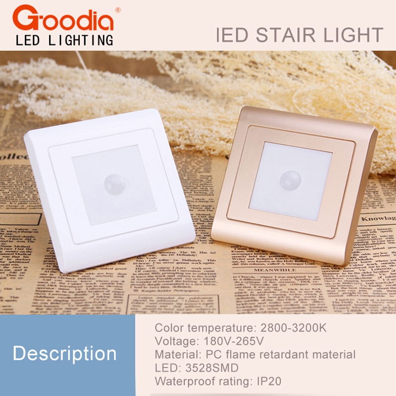 2Pcs/Lot PIR motion Det Light sensor 86 box stair light led infrared human body induction lamp