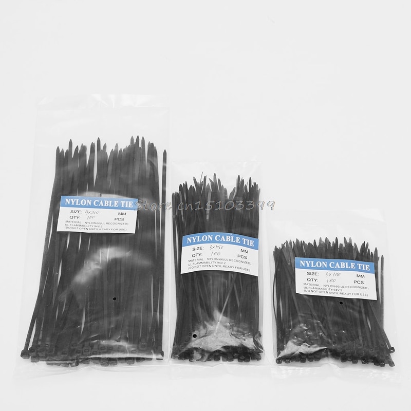 250Pcs Nylon Cable Self-locking Plastic Wire Zip Ties Set 3*100 3*150 4*200 MRO & Industrial Supply 