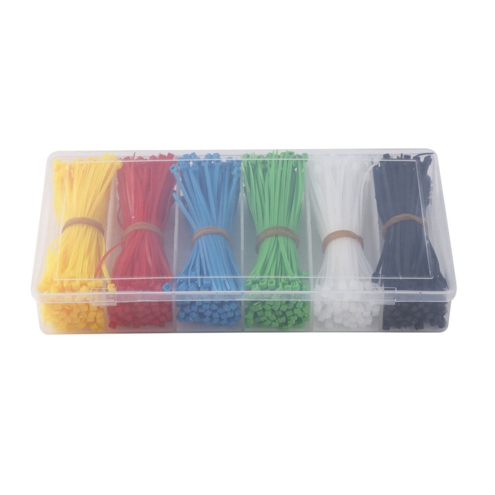 Zip Ties Self-lockin 900 Pieces Zip Ties Self-locking Nylon Cable Ties Black White Red Yellow Blue