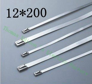 High Quality 100pcs 12mmx200mm Self-Locking Stainless Steel Zip Cable Tie Lock Tie Wrap
